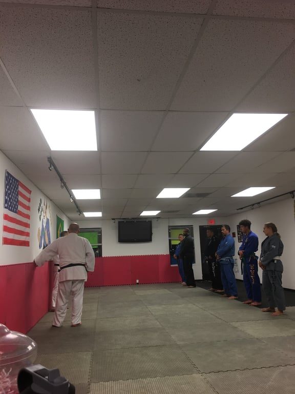Interior of Mad Dog Elite BJJ with US flag